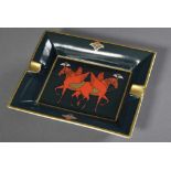 Hermès Porzellan Ascher "Roter Pegasus", farbiges Druckdekor, 19x15,5cmHermès ashtray ''Red