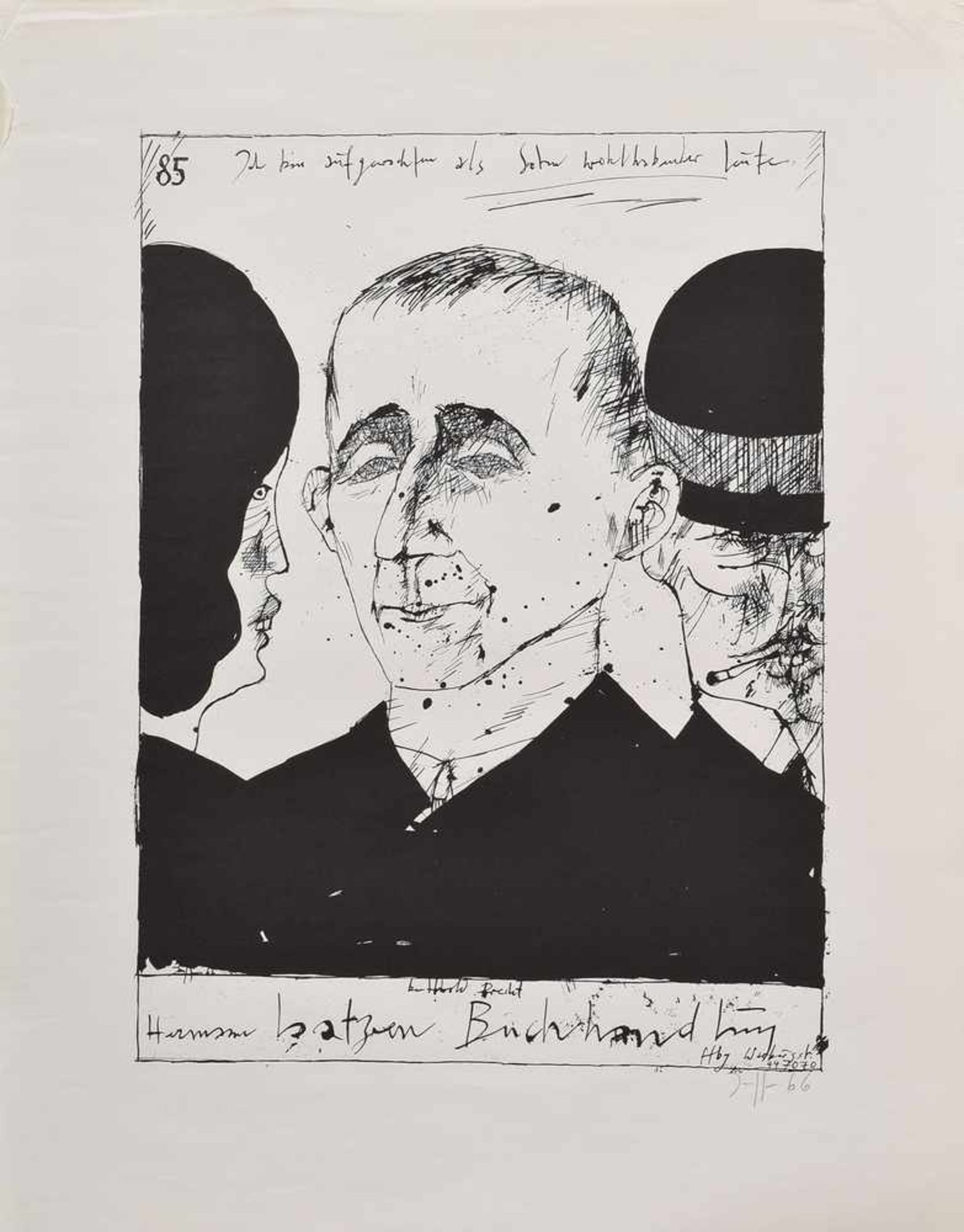 3 Diverse Janssen, Horst (1929-1995) "Literaten", Griffelkunst, Lithographien, BM 63x49cm3 various - Bild 4 aus 4