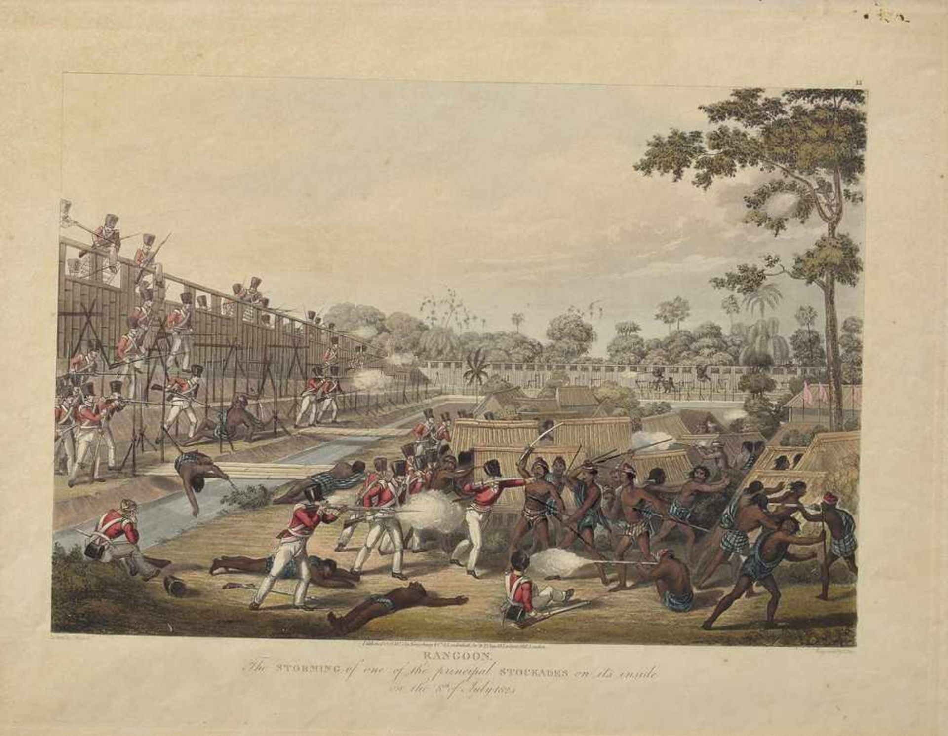 3 Diverse Moore, John "Anglo-Birmanischer Krieg 1824", colorierte Aquatinten, England 19.Jh.: " - Bild 5 aus 6