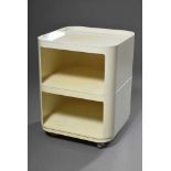 Weißer Plastik Rollcontainer, Entw.: Joe Columbo, 49,5x38x38cm, verfärbt/leichte KratzerWhite