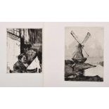 2 Diverse Ury, Lesser (1861-1931) "Mühle" und "Lesender Mann", Radierungen, Griffelkunst, BM je