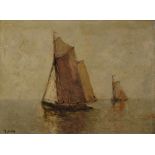 Guba, Rudolf Anton (1884-1950) "Zwei Segelboote", Öl/Malpappe, u.l. sign, 30x40cm (m.R. 38x48cm) kl.