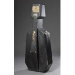 Alter Cello Kasten, schwarz gefasstes Holz mit diversen Reiseaufklebern, um 1900, 46,5x31cm,