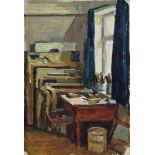 Fuglsang, Hans (1889-1917) "Atelier", Öl/Pappe, unsign./verso bez., 34x22cm (m.R. 52x42cm)