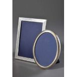 2 Diverse Fotorahmen: oval/schlicht (FM 12,5x8,5cm) und eckig mit Rillenprofil (FM 10x15cm),