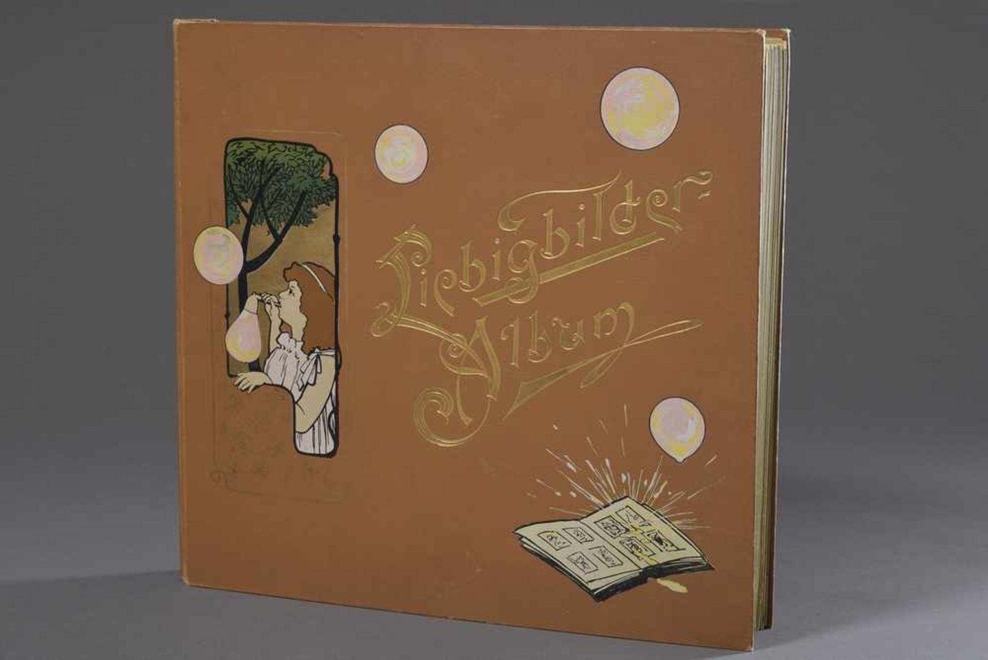 Liebigbilder Album, vollständig, ca. 552 Albumbilder, mit handschriftlicher Widmung innen, um