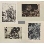 4 Diverse Janssen, Horst (1929-1995) "Memento Mori" Radierungen, Griffelkunst, BM 33x45cm-44x29,5cm4