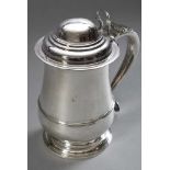 Antiker Tankard mit Deckel und Widmung unter dem Standring, Louis Black, London um 1764, Silber 925,