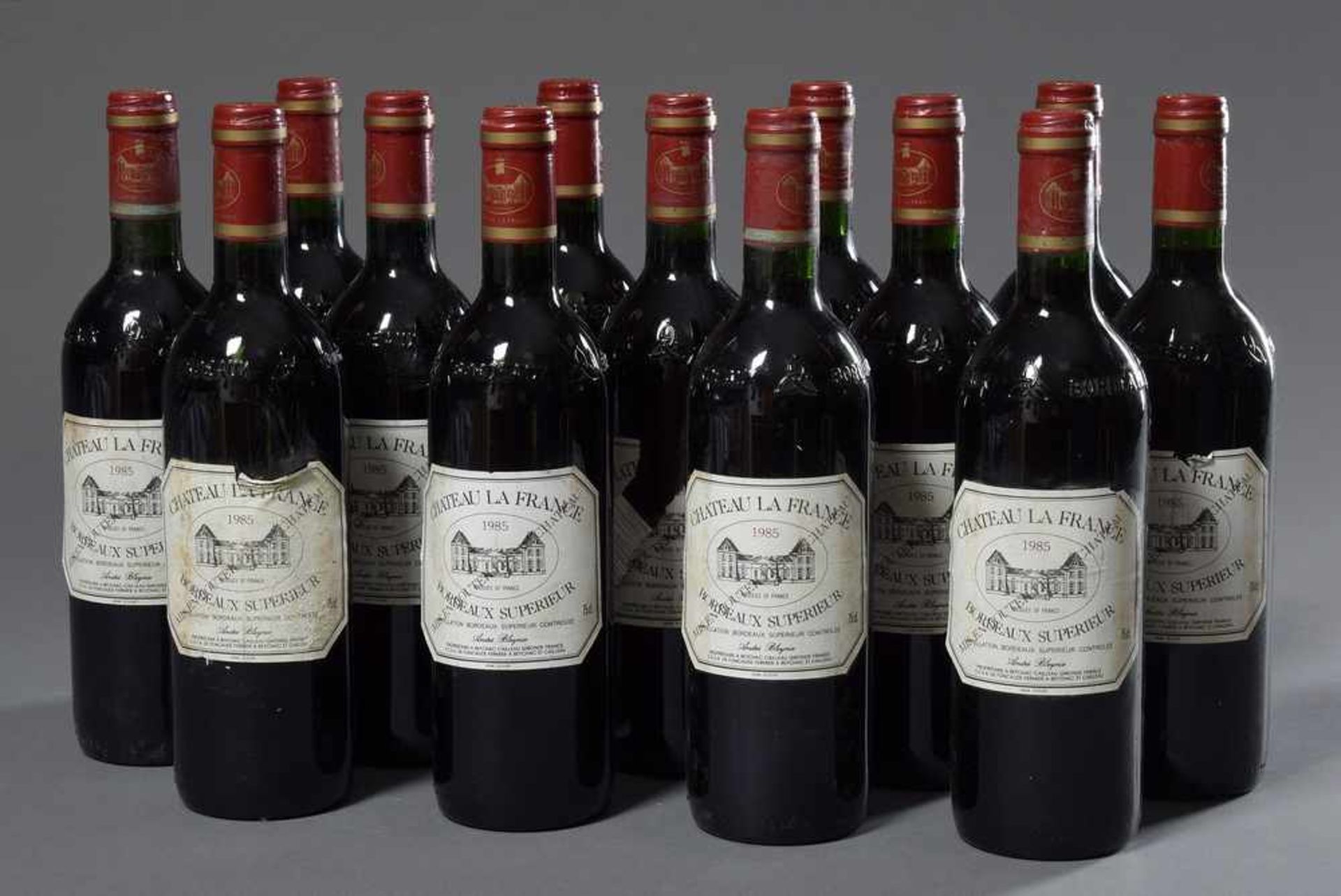 13 Flaschen Chateau La France 1985, Bordeaux Superieur, Rotwein, Schlossabfüllung, 0,75 l.,