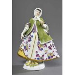 Kleine Meissen Figur "Dame mit Krinoline und Fächer", Modellnr. 509, Jubiläumsmarke 1910, H.