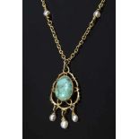 RG 585 Collier mit Türkiscabochon und 15 Saatperlen, 6,5g, L. 37,5cmRG 585 necklace with turquoise