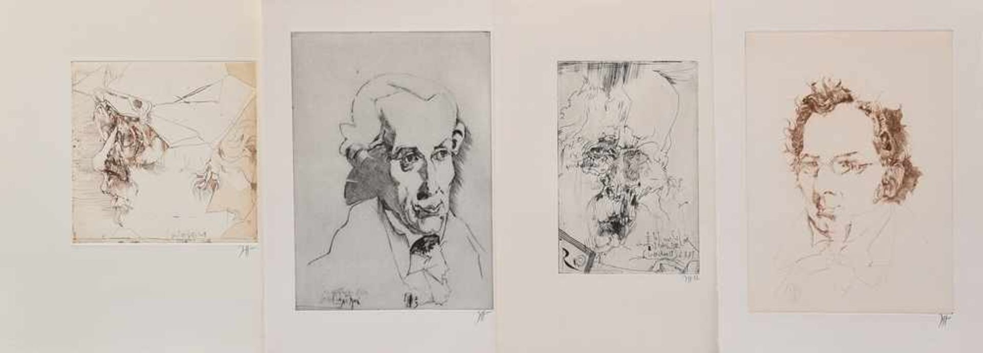 9 Diverse Janssen, Horst (1929-1995) "Portrait" Radierungen, Griffelkunst, BM 53,5x39,5cm-39,5x38cm9 - Bild 2 aus 4