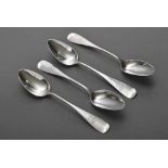 4 Schlichte Löffel mit Monogramm "RJ", Baumert & Söhne, Silber 800, L. 18,5cm4 Plain spoons with