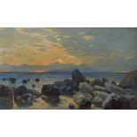 Meyer, Edgar (1853-1925) "Abendstimmung an der Amalfiküste (Capri)" 1886, Aquarell/Malpappe, u.r.