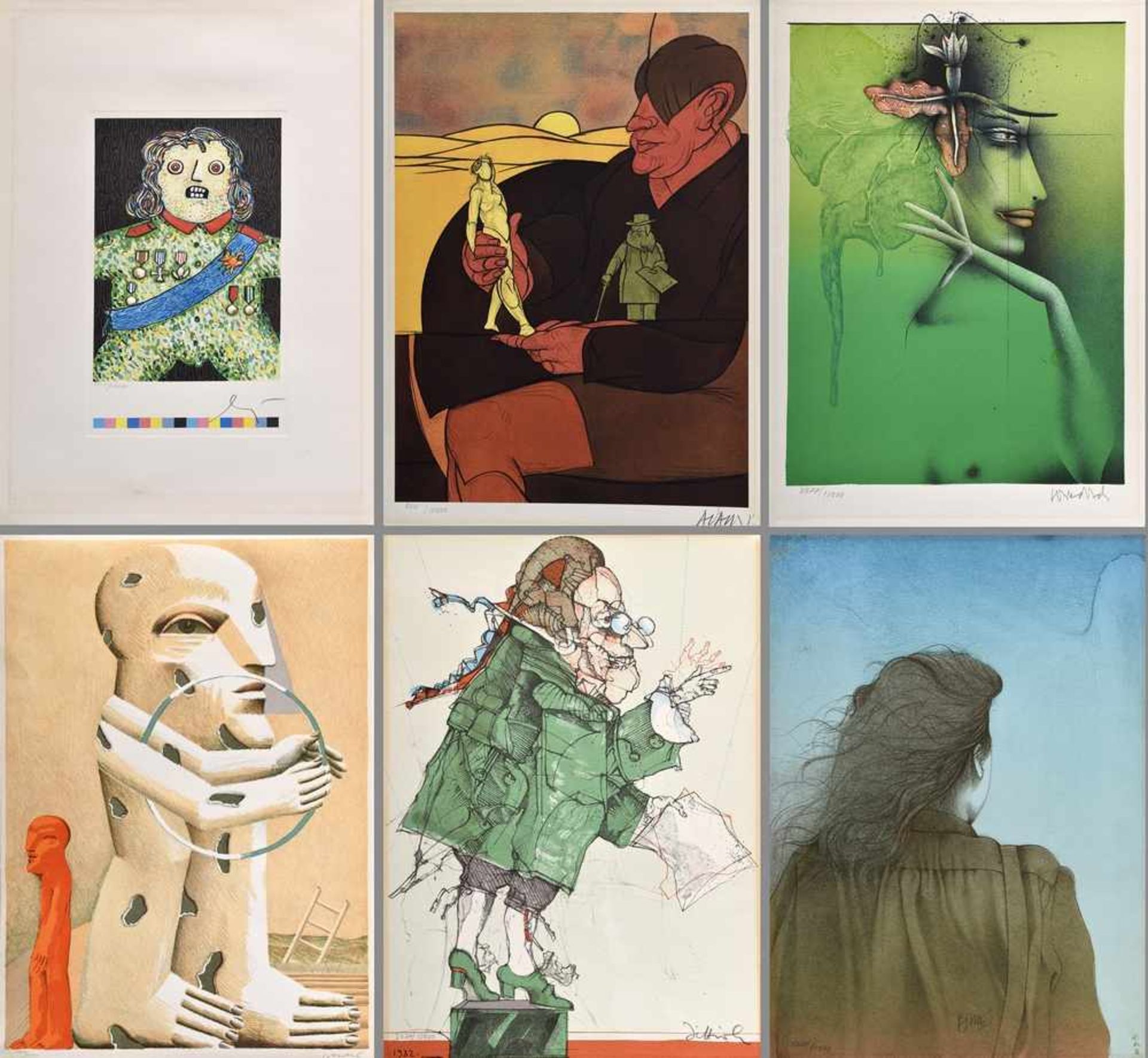 7 Diverse Hundertwasser, Friedensreich (1928-2000): 6 Graphiken (42x30cm) aus der Mappe "Die Kunst - Bild 5 aus 10
