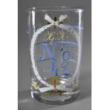 Becherglas mit Emaillemalerei "N° 42" und Monogramm, 19.Jh., H. 14cm, etwas beriebenBeaker with