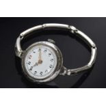 Schweizer Art Deco Damenarmbanduhr in Silber 800 mit Nielloverzierung. Zugarmband, RG