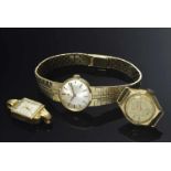 3 Teile Uhren mit GG 585 Gehäusen von Tisso und Ebana, zus. 50,3g Werke defekt3 parts watches with