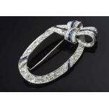 Elegante WG/GG 750 Schleifennadel mit Altschliffdiamanten (zus. ca. 3.0ct/VS-P1/W-TCR) und 22