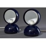 Paar blaue Artemide "Eclisse" Lampen, Kunststoff, Entw.: Vico Magistretti, H. 18cmPair of blue