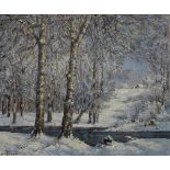 Büchtger, Robert (1862-1951) "Winterlandschaft", Öl/Leinwand, u.l. sign., 52,5x63,5cm (m.R.