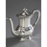 Mokkakanne mit facettiertem Korpus, Gebrüder Kühn, Silber 835, 237g, H. 16cmMocha pot with