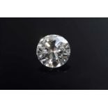 Ungefasster Diamant im Brillantschliff, ca. 1.25ct/TW/VVS1, 7,0x6,97x4,13mm, Expertise Elisabeth