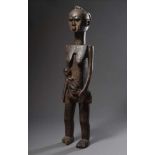 Große schwere Mutter-Kind-Figur (Maternity) der Lobi/Burkina Faso, Holz, dunkel gefärbt, H. 145cm,
