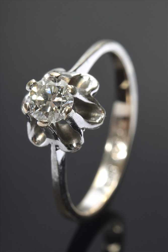 WG 585 Solitärring in Krappen Fassung (ca. 0.27ct/SI/TCR), 2,2g, Gr. 51White gold 585 solitaire ring