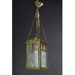 Kleine Messing Flurlaterne, um 1920, H. 62cmSmall brass lantern, around 1920, h. 62cm