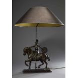 Thiele, Alf (1886-1957) "Amazone auf Pferd", Bronze, sign. um 1920, als Lampe montiert, H. 42/