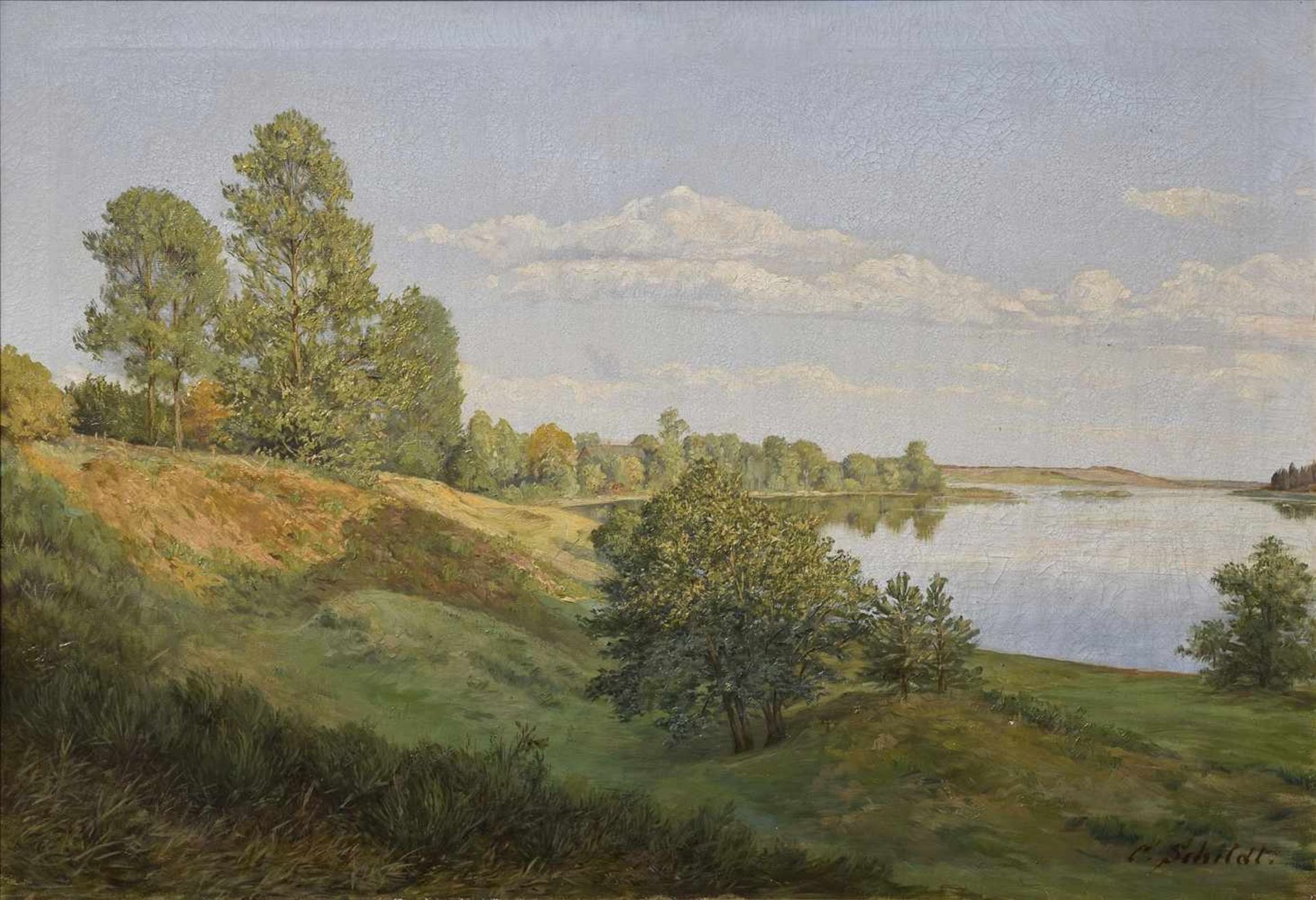 Schildt, Carl (1885-1969) "Sommerabend", Öl/Leinwand, u.r. sign., 67x96cm (m.R. 78x107cm), starkes