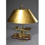 Englische Messing Briefwaage als Lampe montiert, mit Gewichten, H. 43cmEnglish brass letter scale