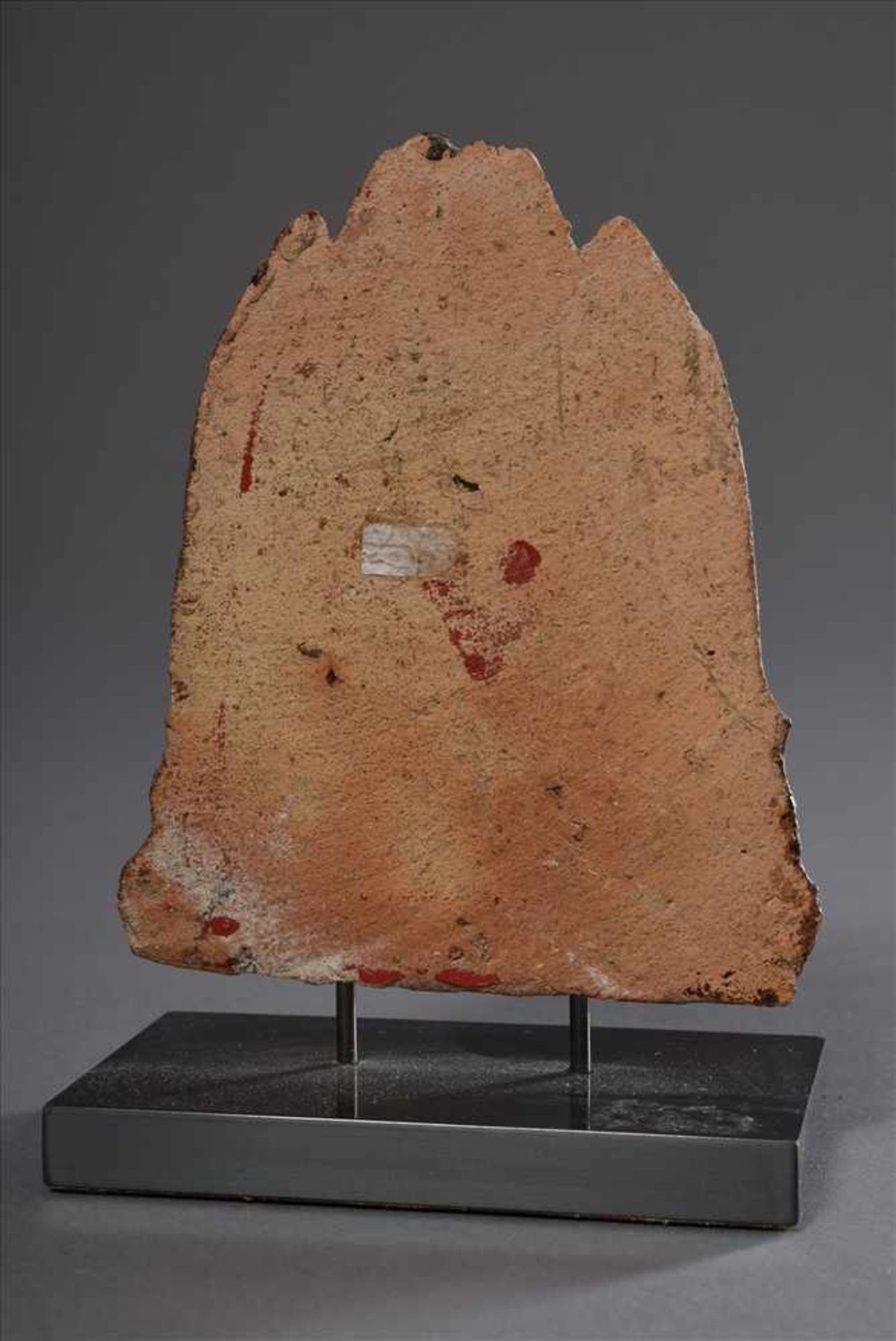 Votiv Tafel mit Buddha Bildnis, Terracotta, rot lackiert/vergoldet, Thailand 17.Jh., 12x9, - Bild 2 aus 3