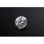 Ungefasster Diamant im Brillantschliff, ca. 0.91ct/W/VS1, 6,30x6,25x3,74mm, Expertise Elisabeth