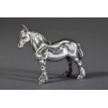 Miniatur Pferd mit klappbarem Kopf, David A. Bowles, London 1990, Silber 925, 123g, H. 6,