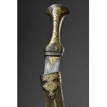 Arabischer Krummdolch mit Gold tauschiertem Griff und Scheide, L. 22cm, defektArab dagger with