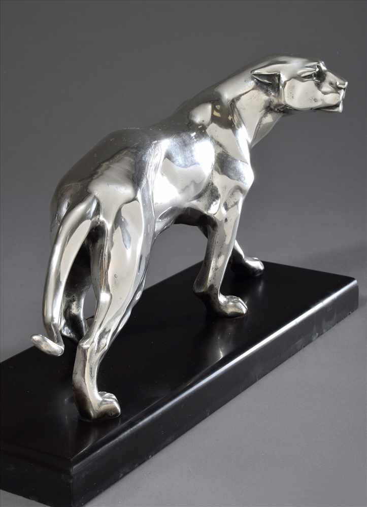 Limousin, Jacques "Schreitender Panther", Bronze versilbert auf Steinsockel, um 1920, 23, - Image 7 of 7