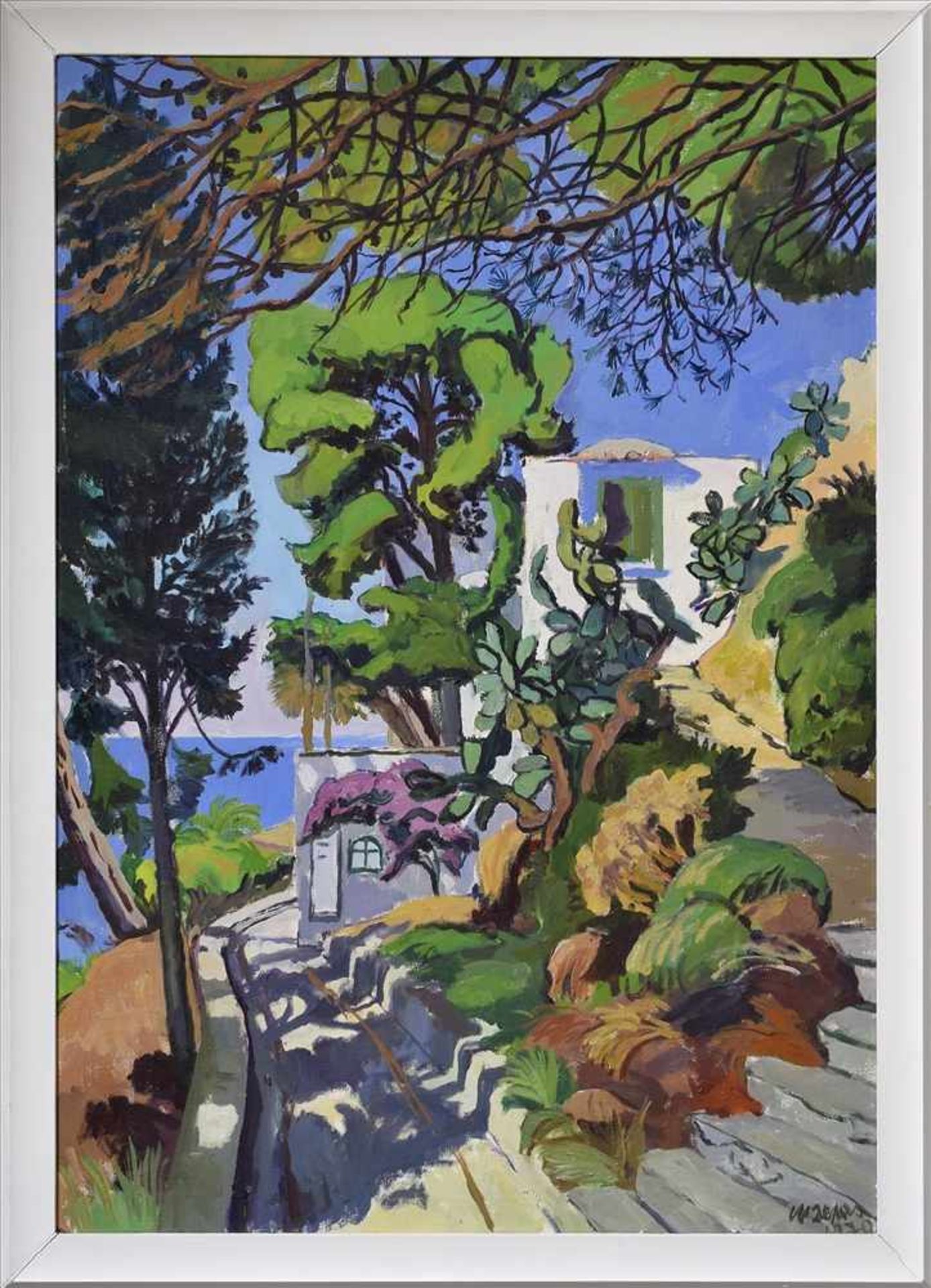 Depas, Walter (XX) "Straßenansicht auf Capri" 1970, Öl/Leinwand, u.r. sign, verso sign./dat., - Image 2 of 4