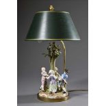 Lampe mit Meissen Porzellan Gruppe "Kinderreigen", farbig staffiert, Entwurf: Johann Joachim