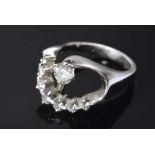 Hochaufgebauter WG 750 Ring mit Brillanten (zus. ca. 0.57ct/IF/W), 70er Jahre, 7,89g, Gr. 52High