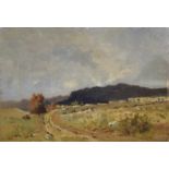 Colin, Alexandre-Marie (1798-1875) "Landschaft", Öl/Malpappe, u.l. monogrammiert "AC", 24x16cmColin,