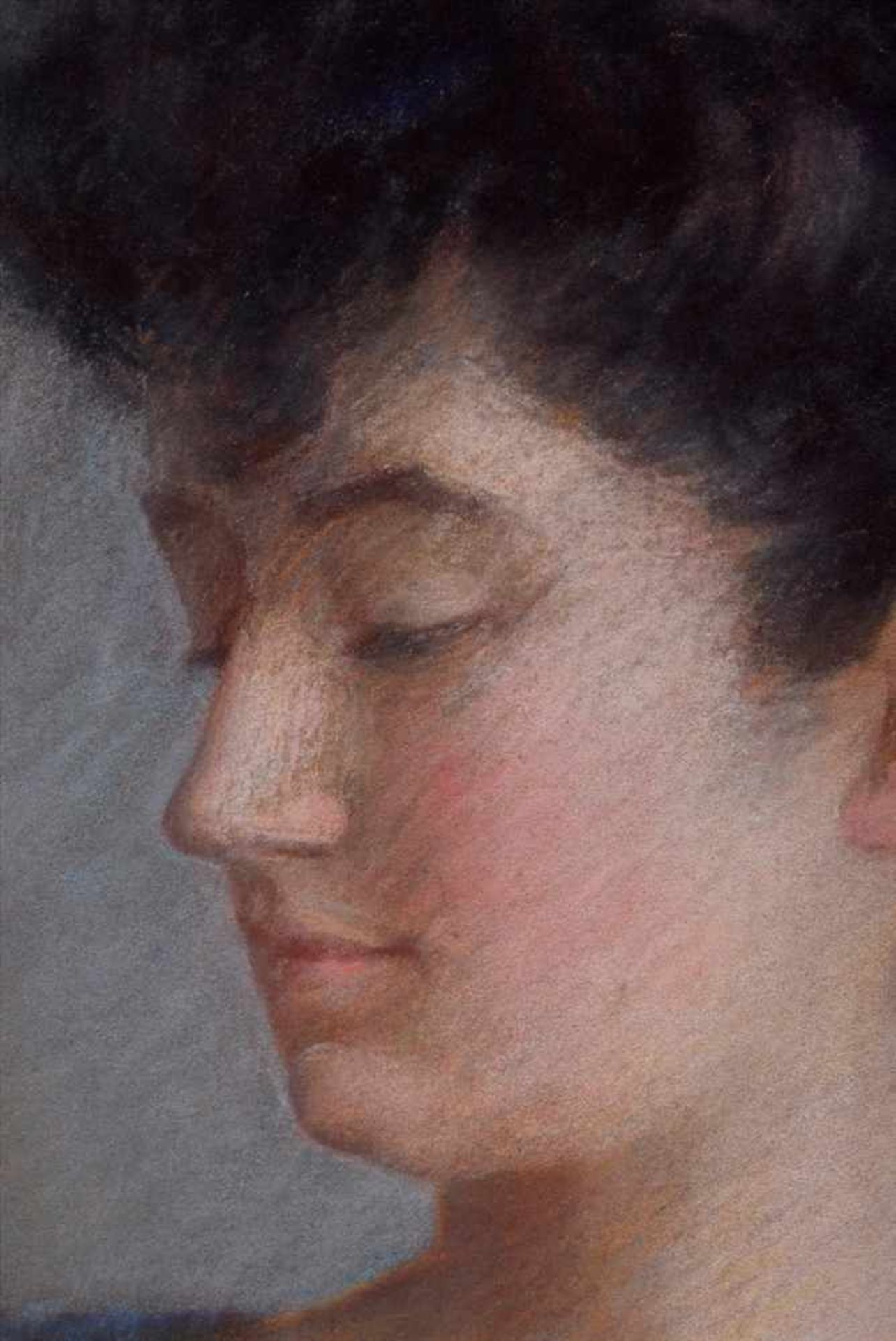 Maler um 1900 "Portrait einer Dame im Dreiviertel Profil", Pastell, 64x54cm (m.R. 79x67cm)Painter - Image 4 of 4