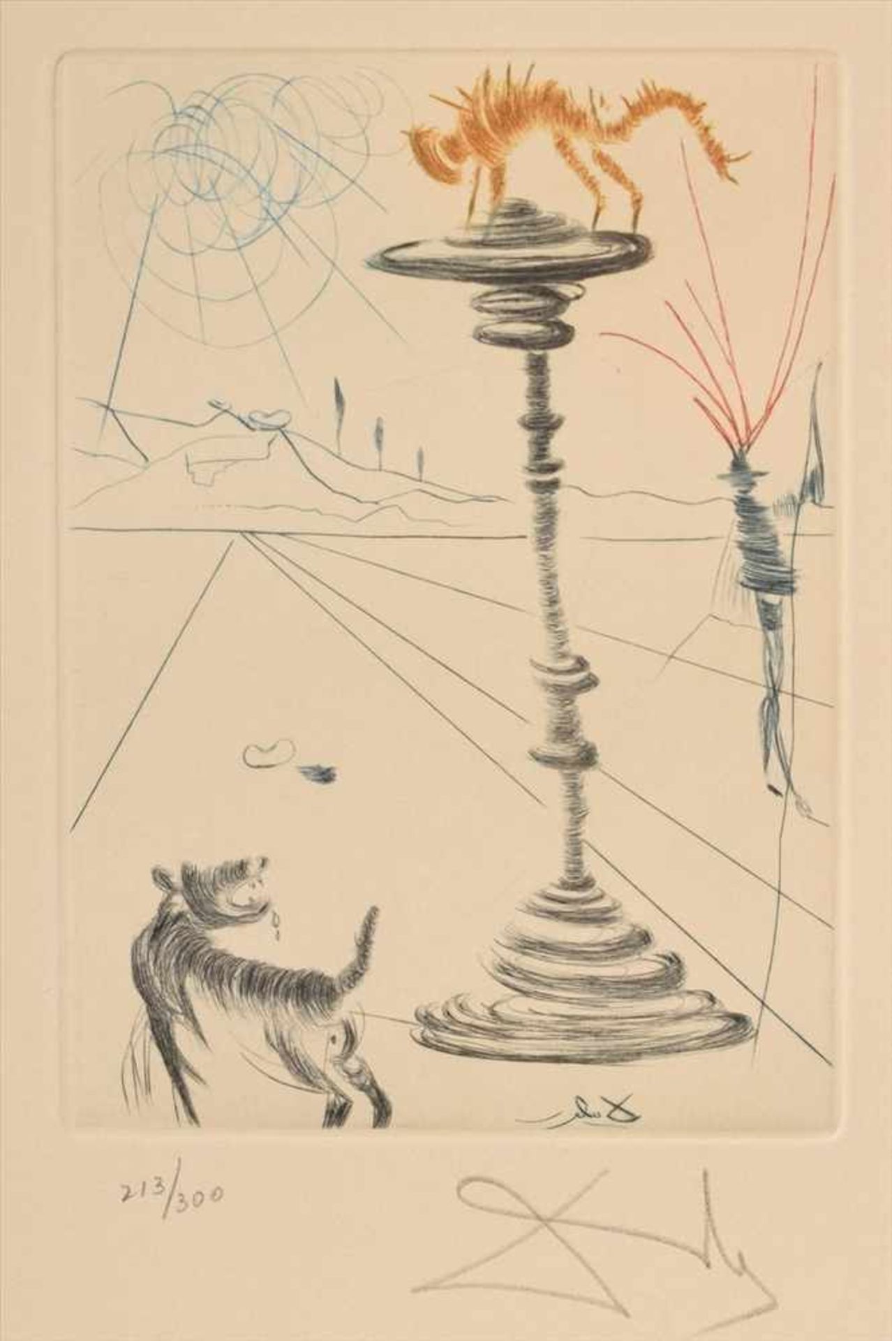 Dali, Salvador (1904-1989) "Der widerspenstigen Zähmung" aus der Serie "Shakespeare", Farbradierung,