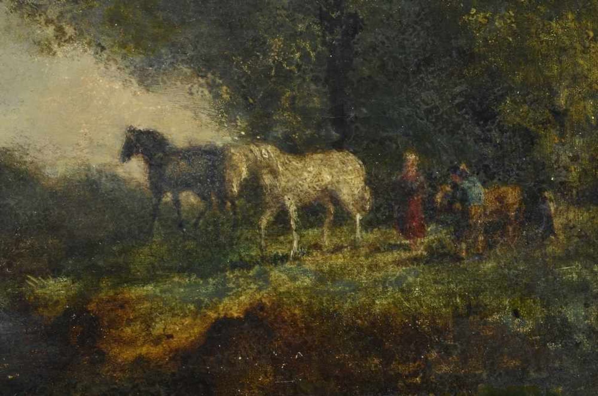 Unsigniert "Flusslandschaft mit Pferden", 18.Jh., Öl/Holz, verso bez. "Jan Brijdel" (Jan Breydel ca. - Image 3 of 4