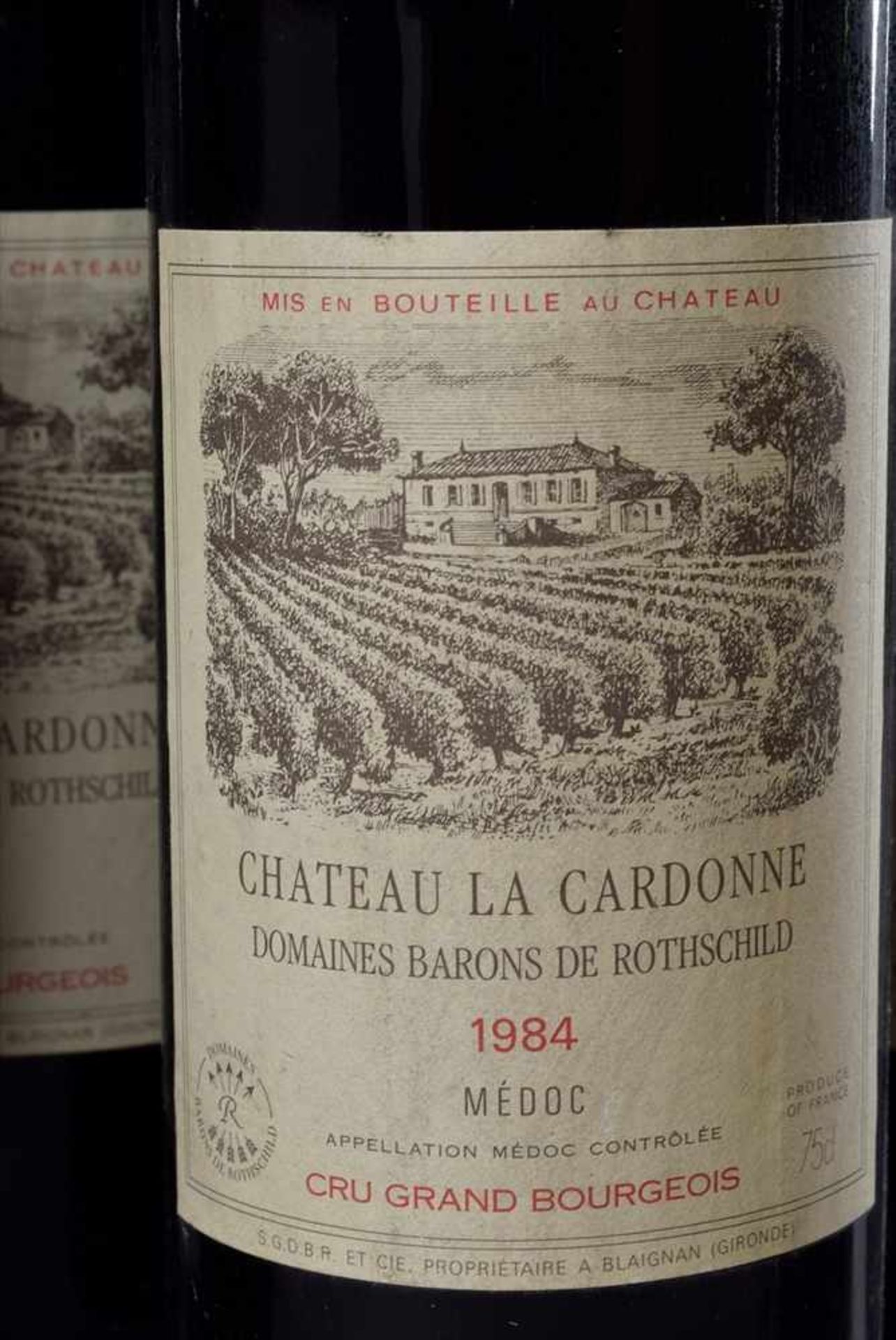 7 Flaschen "Chateau La Cardone, Domaines Barons de Rothschild, Médoc, Cru Grand Bourgeois", 1984, - Image 2 of 3