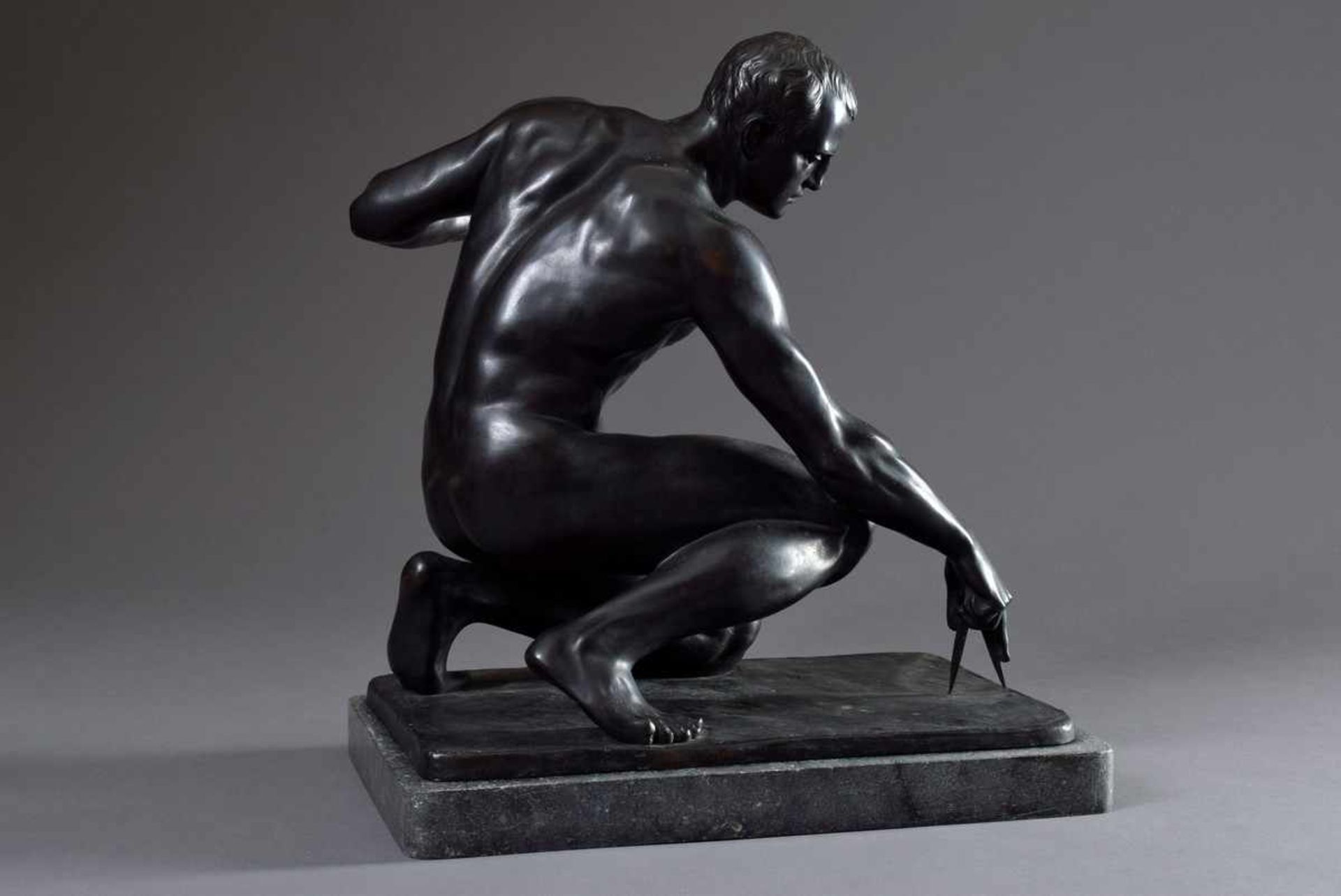 Morin, Georges (1875-1950) "Archimedes", Bronze, H. 43cm, Granit Sockel loseMorin, Georges (1875- - Bild 6 aus 7