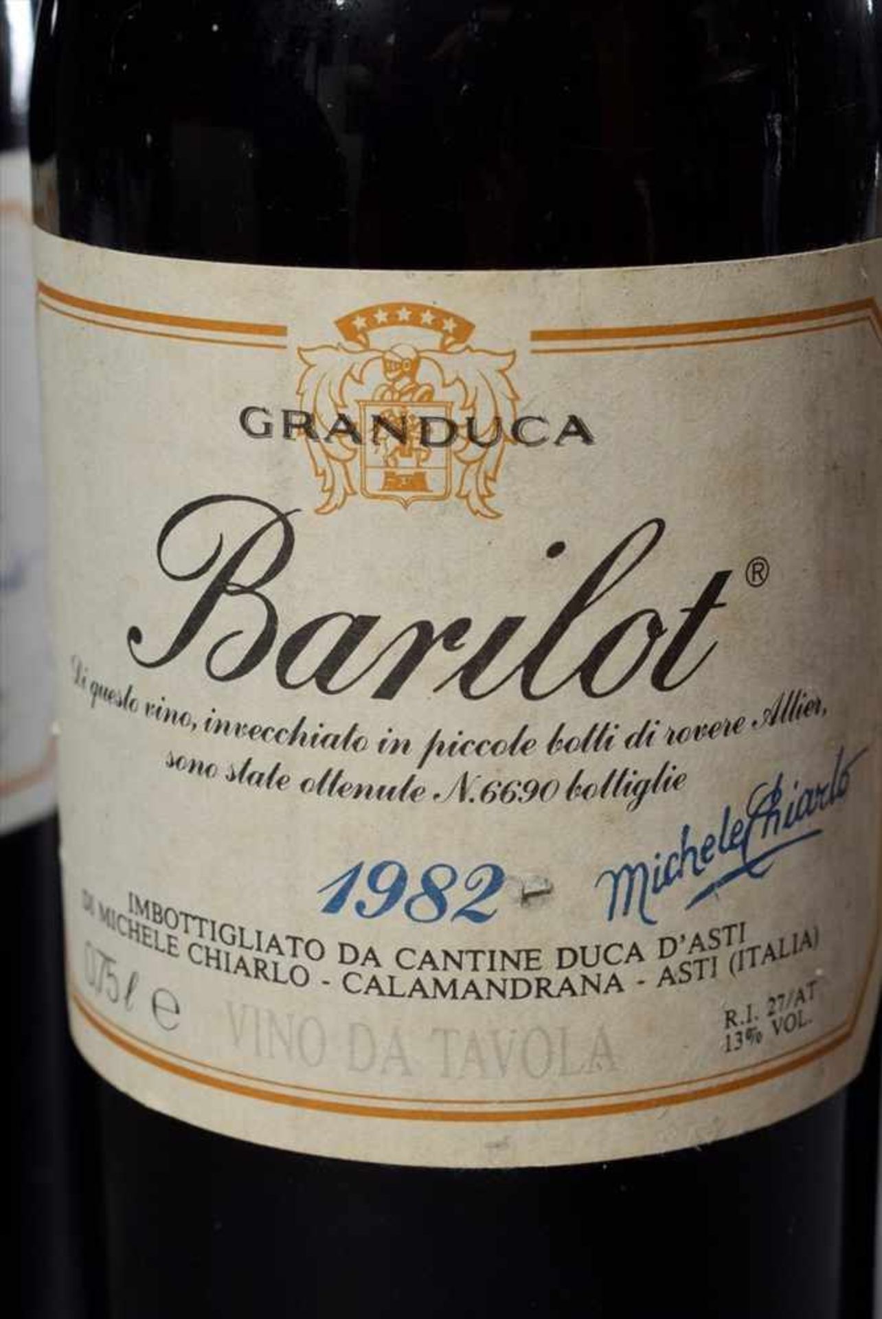 6 Flaschen Rotwein "Granduca, Barilot, Michele Chiarlo", 1982, enthält Sulfite6 bottles of red - Image 2 of 4