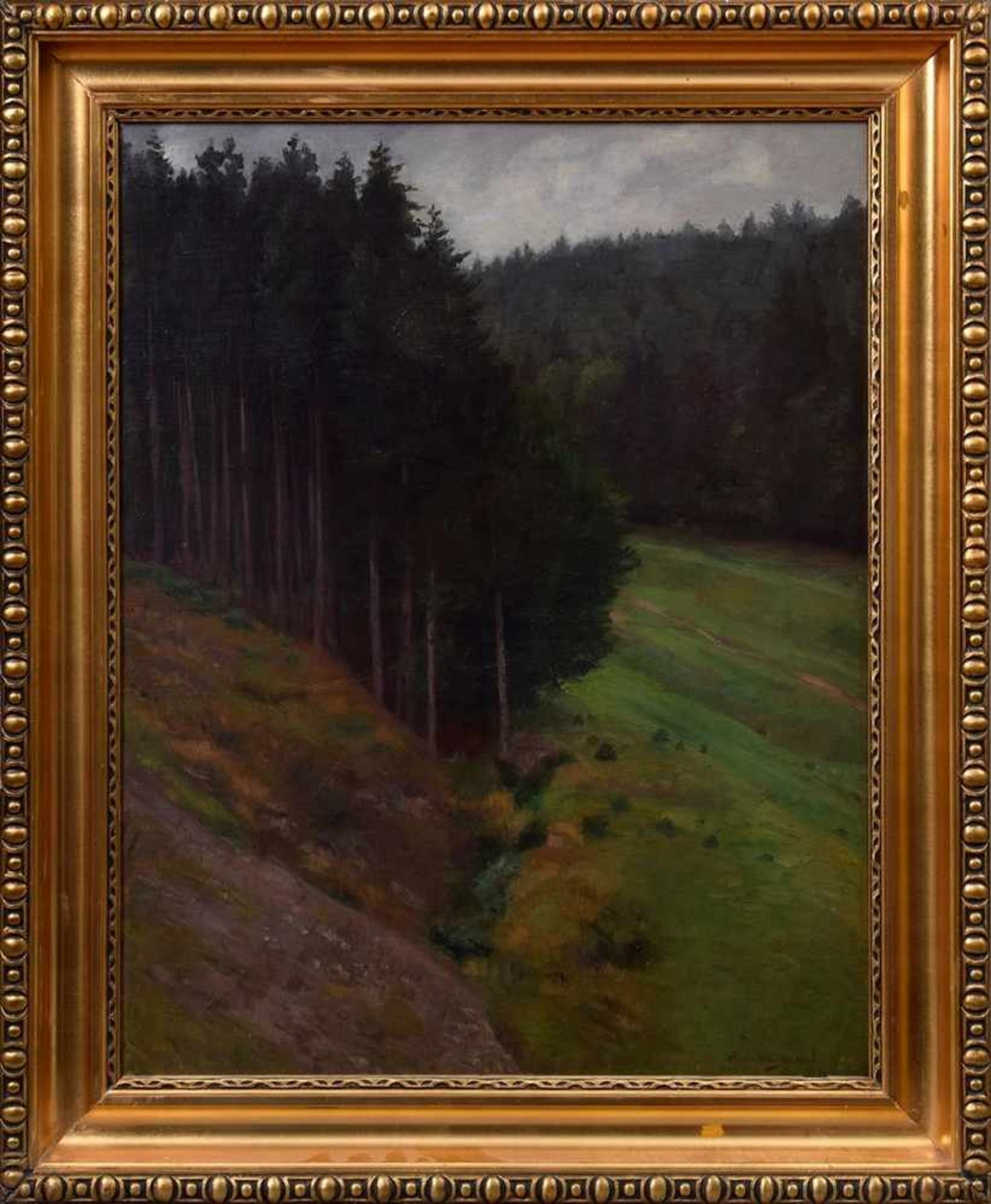 Krause, Hans (1864-1931) "Waldesrand" 1902, Öl/Leinwand auf Pappe, u.r. sign./dat., 68x54cm (m.R. - Bild 2 aus 4