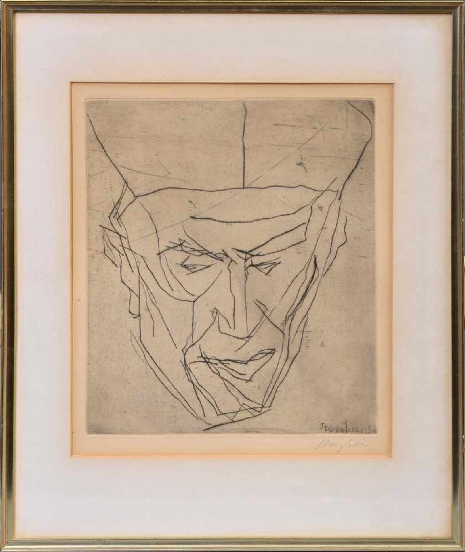 Bargheer, Eduard (1901-1979) „Portrait Kardinal Elia dalla Costa“ 1952, Radierung, u.r. sign., - Image 2 of 2